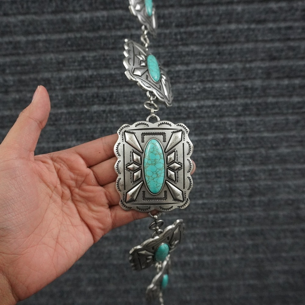 Idyllwind Concho Belt Women Large Silver Turquoise Faux Stone Western Cowgirl